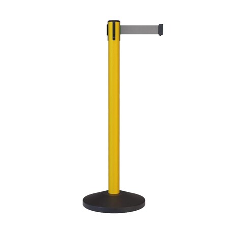 Montour Line Stanchion Belt Barrier Yellow Post 13ft.Light Grey Belt ES400-YW-LGY-130